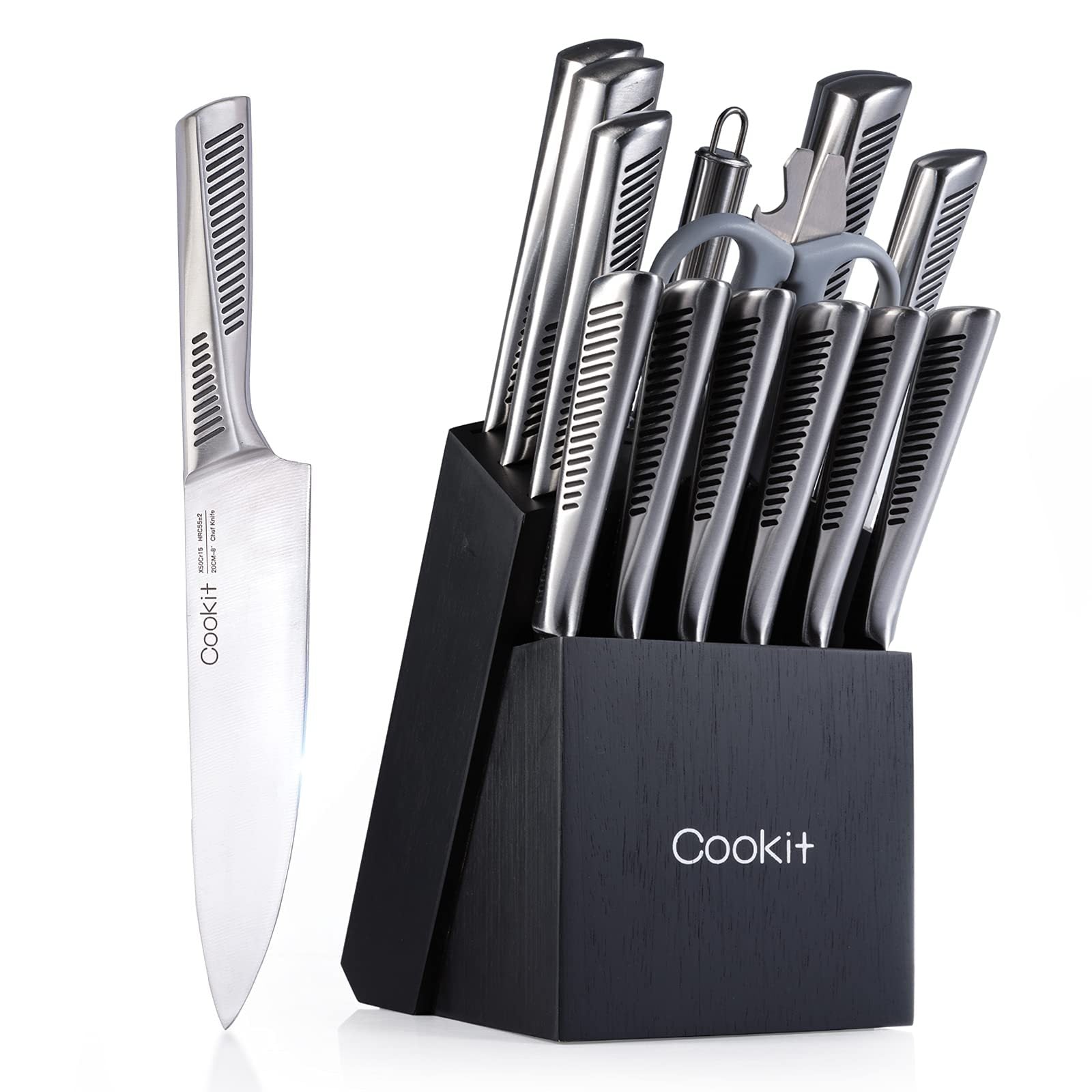 15 Piece Knife Sets with Block Kitchen Knife Set from Quietasty - High - quality COOKWARE ESSENTIALS