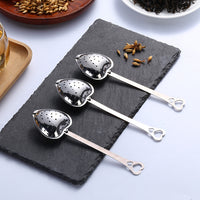 Stainless Steel Tea Filter With Chain Metal Herb Spice Strainer Spoon Heart Shaped Tea Infuser Seasoning Ball Teaware