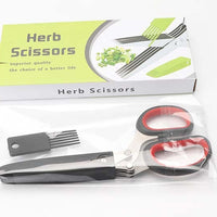 Multifunctional Muti-Layers Stainless Steel Knives Multi-Layers Kitchen Scissors Scallion Cutter Herb Laver Spices Cook Tool Cut