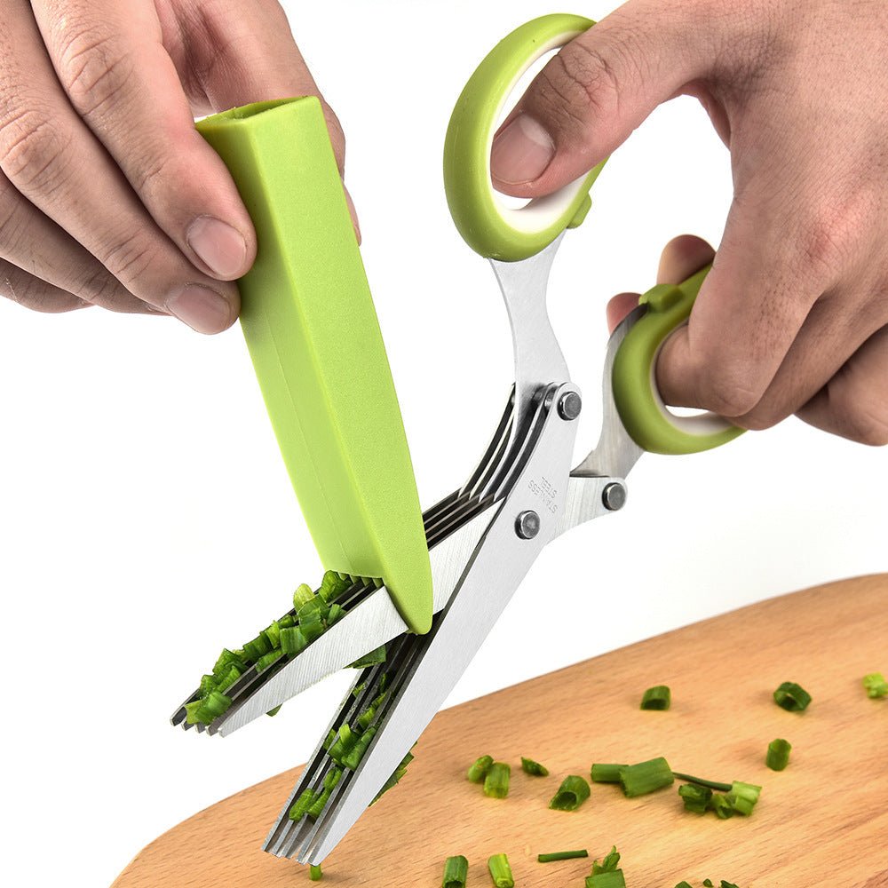 Multifunctional Muti - Layers Stainless Steel Knives Multi - Layers Kitchen Scissors Scallion Cutter Herb Laver Spices Cook Tool Cut from Quietasty - High - quality COOKWARE ESSENTIALS