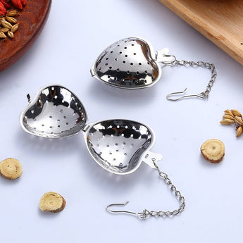Stainless Steel Tea Filter With Chain Metal Herb Spice Strainer Spoon Heart Shaped Tea Infuser Seasoning Ball Teaware from Quietasty - High - quality HOME COMFORTS