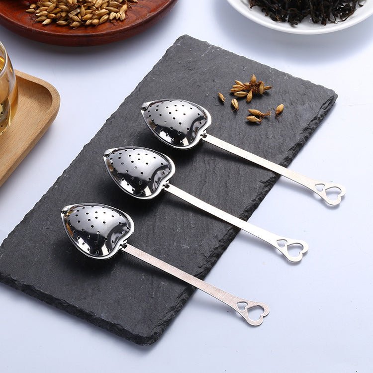 Stainless Steel Tea Filter With Chain Metal Herb Spice Strainer Spoon Heart Shaped Tea Infuser Seasoning Ball Teaware from Quietasty - High - quality HOME COMFORTS
